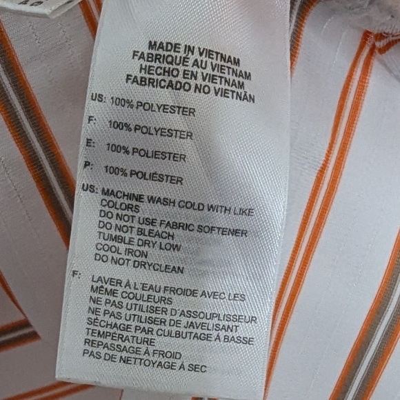 Adidas Golf Polo Men Large White Orange Striped Short Sleeve - Picture 6 of 8